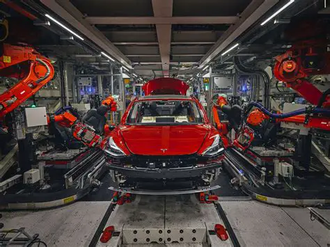 photo of Tesla Model 3 car production